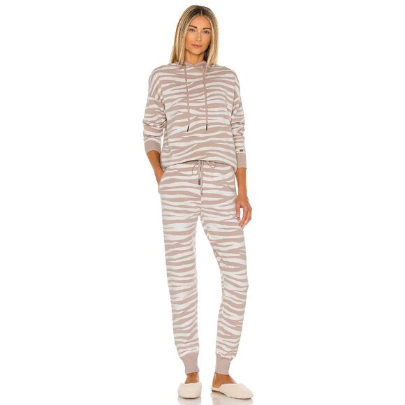 NWT Soia and Kyo taupe pink and white zebra print trackpants, M - Picture 1 of 15